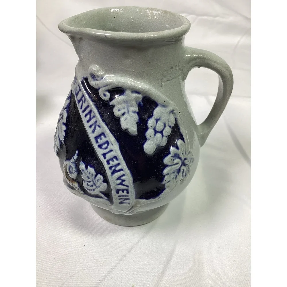 Vintage West Germany Cobalt Blue Salt Glazed Stoneware Wine Jug Lot 5 German